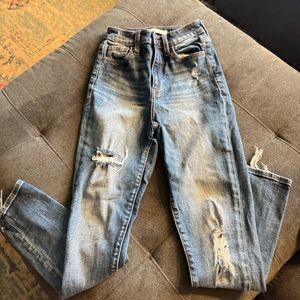 Willow & Root Jeans Size 23 Womens Ultra High Rise Mom For Frayed Hem Distressed